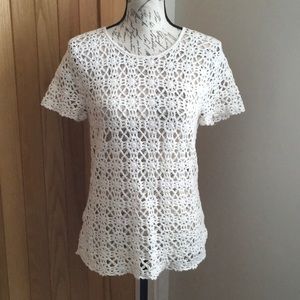 Beautiful Catherine Malandrino Crochet Cotton Knit Top! M